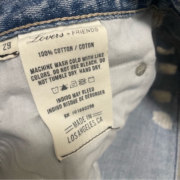 Lovers + Friends Cut Off Denim Distressed Shorts 5" inseam Cotton Sz 29 - Picture 6 of 8